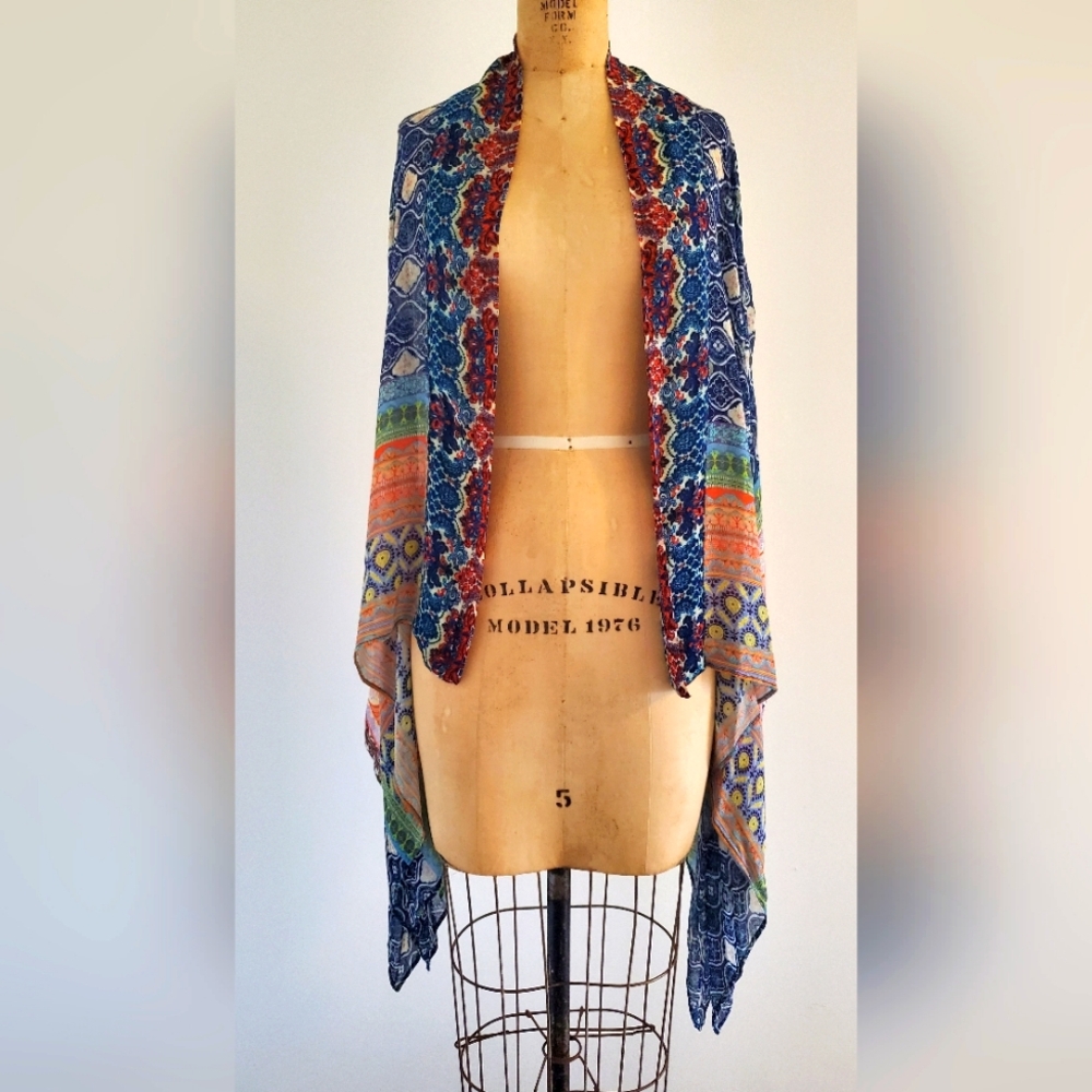 Anthropologie Vismaya Matilda Semi Sheer Kimono, OS, colorful